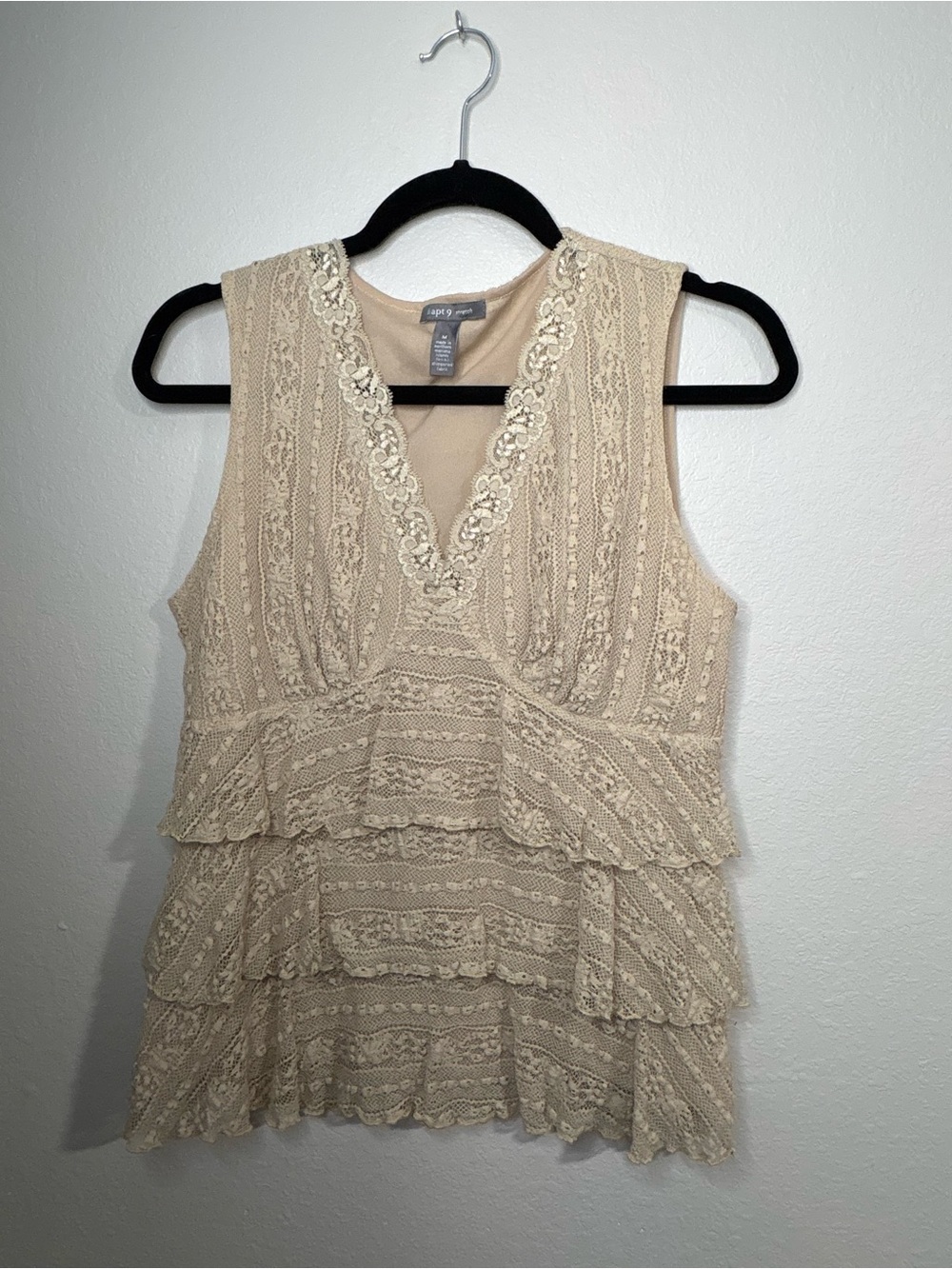 Apt. 9 Cream Lace Tiered Sleeveless Dress